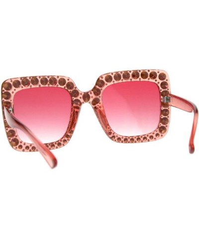 Womens Large Rhinestone Sparkling Diva Plastic Rectangular Luxury Sunglasses - Pink - CI180SY5E0T $10.99 Butterfly