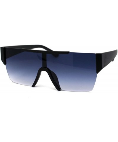 Mens 80s Chic Minimal Exposed Lens Shield Retro Fashion Sunglasses - Matte Black Smoke - C819602UHK5 $8.06 Shield