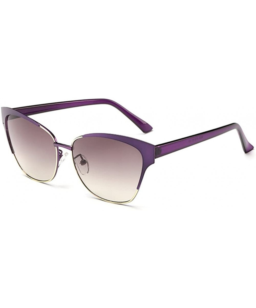 Vintage Fashion Aviator Sunglasses For Womens Cateye stylish Lens 58mm - Purple/Grey - C512FJ3109T $11.96 Oval