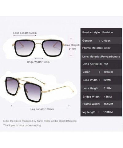 Metal Square Sunglasses Women Men Vintage Alloy Frame Driving Glasses - Black Gold Frame Gradual Grey - CA18X4MEYTT $5.70 Goggle