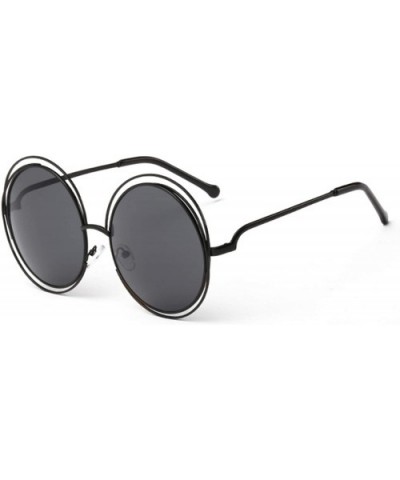 Oversized lens Mirror Sunglasses Women Brand Designer Metal Frame Lady Sun Glasses - 3-black-gray - CI18W4EGHME $21.12 Oversized