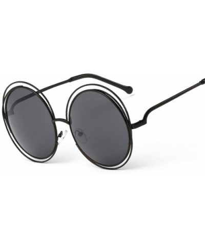 Oversized lens Mirror Sunglasses Women Brand Designer Metal Frame Lady Sun Glasses - 3-black-gray - CI18W4EGHME $21.12 Oversized