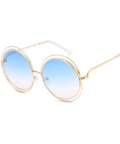 Oversized lens Mirror Sunglasses Women Brand Designer Metal Frame Lady Sun Glasses - 3-black-gray - CI18W4EGHME $21.12 Oversized