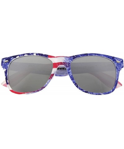 Limited Edition"Arctic Denim" American Flag Mirror Sunglasses - Silver - C111VP6AAJT $7.17 Aviator