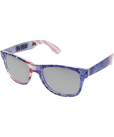 Limited Edition"Arctic Denim" American Flag Mirror Sunglasses - Silver - C111VP6AAJT $7.17 Aviator