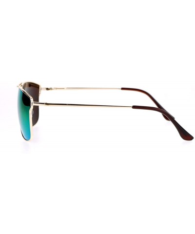 Unisex Designer Fashion Sunglasses Metal Wire Square Frame Mirror Lens - Gold (Pink Green Mirror) - CA1875SL859 $8.30 Square