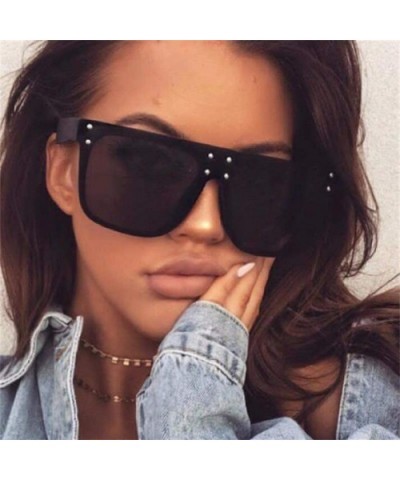 Fashion Designer Women Sunglasses Oversized Flat Top Square Frame Gradient Lens - A - C918QEGAT28 $5.41 Square