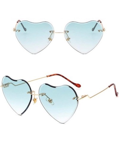 Sunglasses Frameless Peach Heart Sunglasses Love Sunglasses Brilliant Ocean Lady Sunglasses - D - CV18QRHWO02 $30.61 Aviator