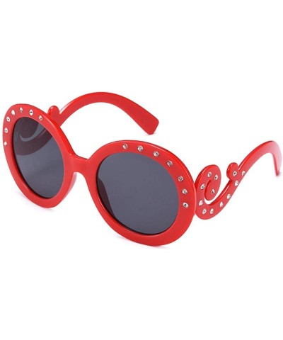 Women Retro Round Sunglasses Fashion Diamond Studded Summer Eyeglasses Novelty Eye Glasses - Red - CB198K0CLIW $7.10 Round