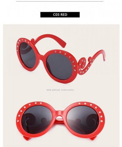 Women Retro Round Sunglasses Fashion Diamond Studded Summer Eyeglasses Novelty Eye Glasses - Red - CB198K0CLIW $7.10 Round