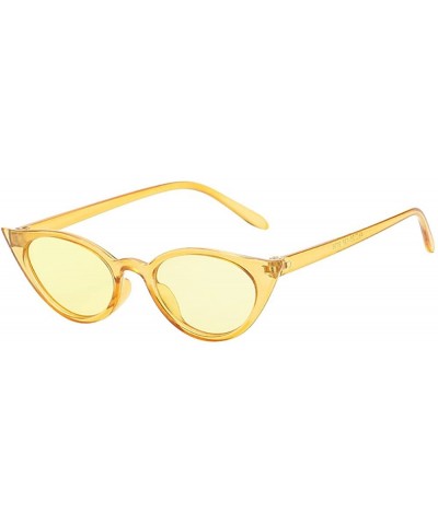 Retro Tinted Lens Cat Eye Sunglasses-Small Frame Skinny Colorful Lens Mini Narrow Square Vintage Sunglasses - B - CN194KG7OLU...