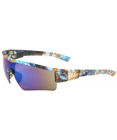 Gnarly Half Rim Sport Semi Rimless Wrap Around Sunglasses - Abstract Fire & Ice Frame - CF18W2L8IMR $6.26 Semi-rimless