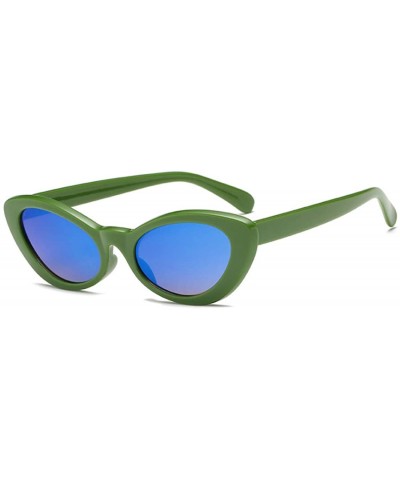Men and women Oval Sunglasses Fashion Simple Sunglasses Retro glasses - Green Blue - CS18LL07ELQ $6.27 Oval
