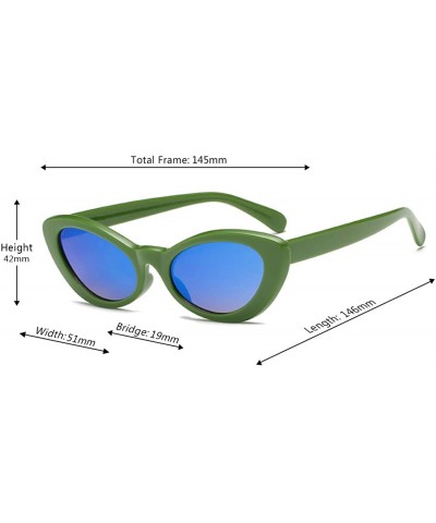 Men and women Oval Sunglasses Fashion Simple Sunglasses Retro glasses - Green Blue - CS18LL07ELQ $6.27 Oval