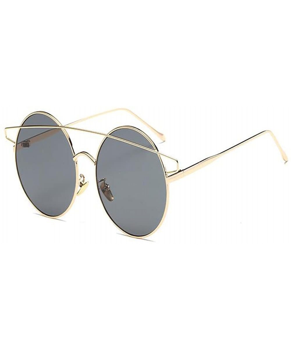 Fashion Vintage Beam Sunglasses Round Metal Frame UV400 Glasses Women Men Driving Sunglass - Gold Gray - CJ1832Y5RU8 $7.74 Round