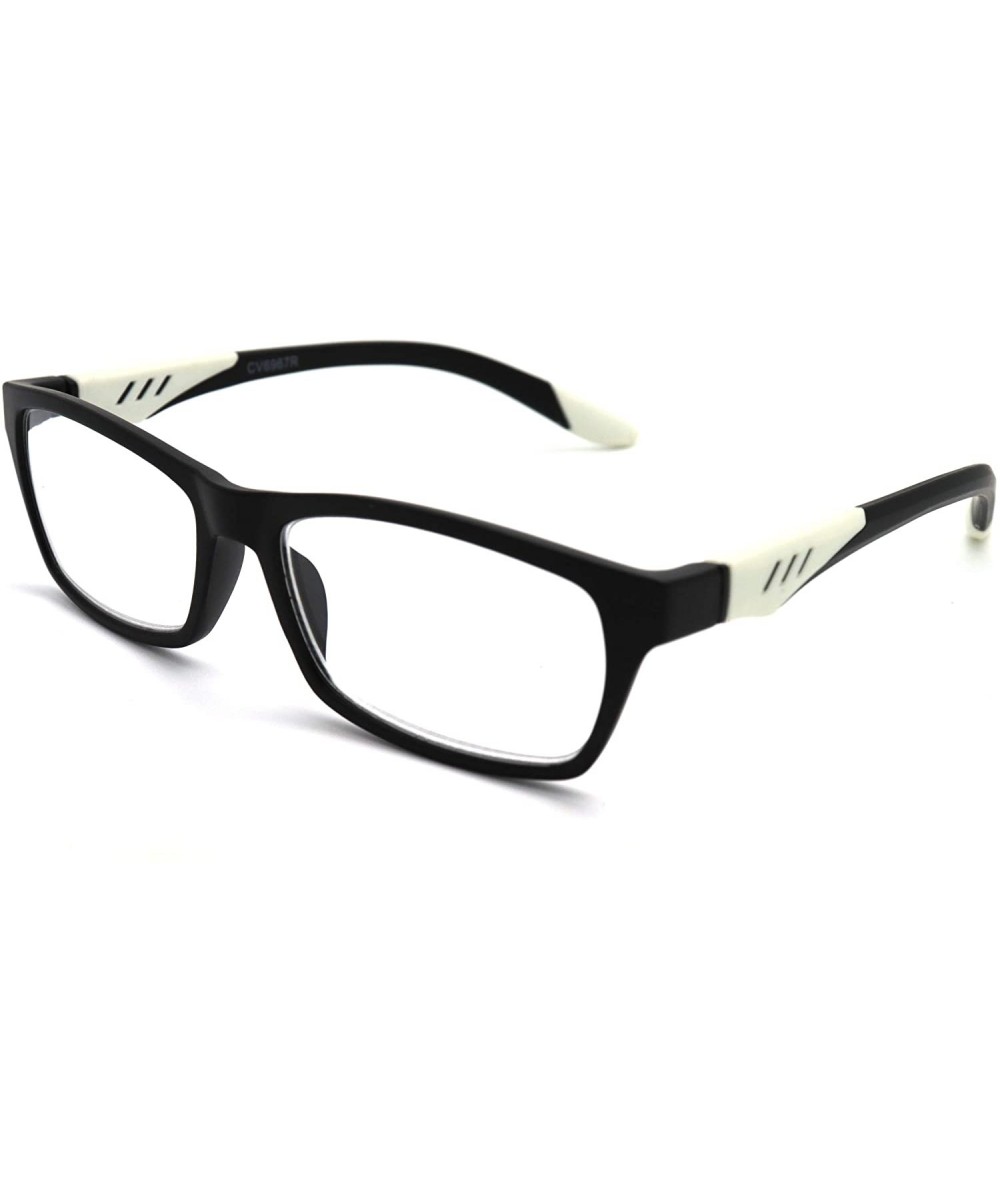 Double Injection Lightweight Reading Glasses Free Pouch 53mm-17mm-146mm - A3 Matte Black White - CL18WYD84YK $16.79 Rectangular