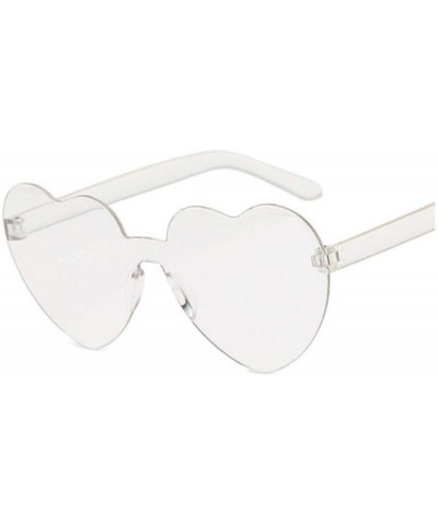 One Piece Love Heart Lens Sunglasses Women Transparent Plastic Glasses Style Sun FeClear Candy Color Lady - CG199CD6CE7 $17.3...
