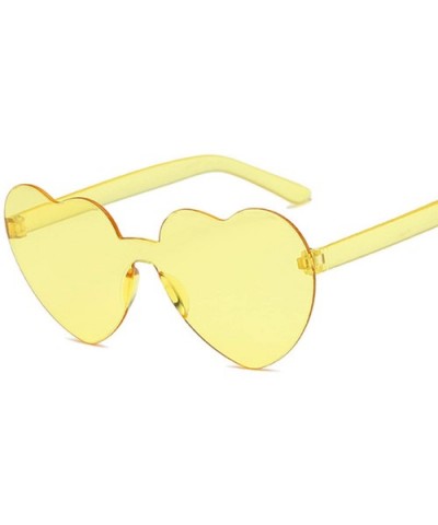 One Piece Love Heart Lens Sunglasses Women Transparent Plastic Glasses Style Sun FeClear Candy Color Lady - CG199CD6CE7 $17.3...