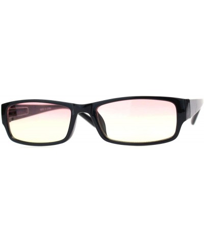 Hippie Oceanic Gradient Lens Narrow Rectangular Plastic Dad Sunglasses - Black Pink Yellow - C618Q0WLGYO $6.30 Rectangular