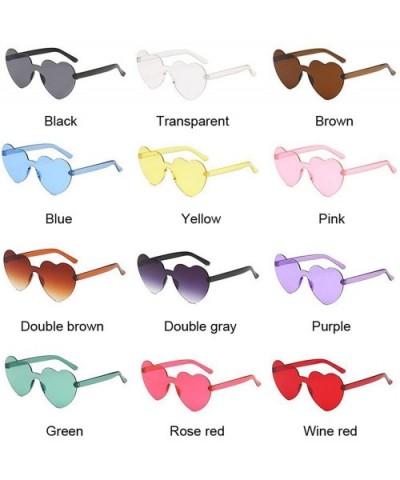 One Piece Love Heart Lens Sunglasses Women Transparent Plastic Glasses Style Sun FeClear Candy Color Lady - CG199CD6CE7 $17.3...