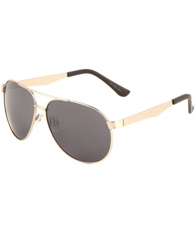 Classic Round Thin Frame Thick Temple Aviator Sunglasses - Black Gold - C3197XO3ERU $10.65 Aviator