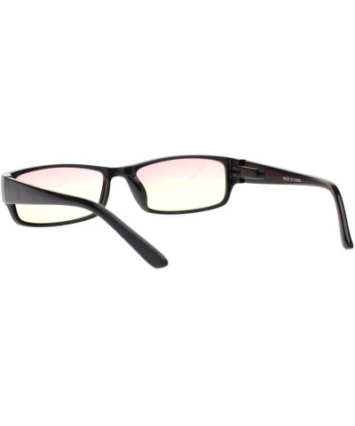 Hippie Oceanic Gradient Lens Narrow Rectangular Plastic Dad Sunglasses - Black Pink Yellow - C618Q0WLGYO $6.30 Rectangular