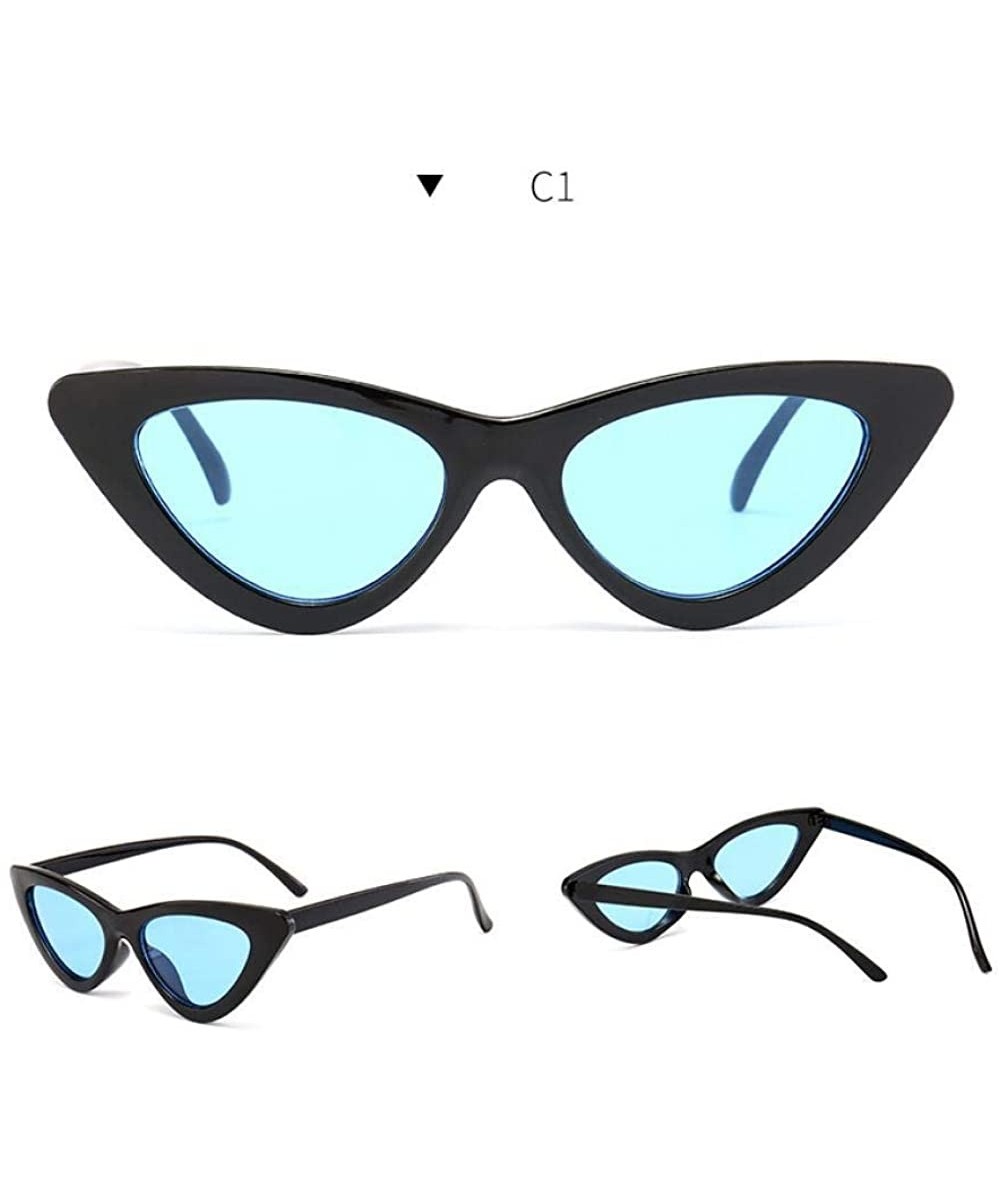 2019 New Fashion Sexy Ladies Cat Eye Sunglasses Women Brand Black Clear Blue - Black Clear Blue - CK18XGE7AGI $10.59 Aviator