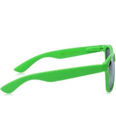 Retro Bright Horn Rimmed Sunglasses with Colorful Mirrored Lenses - UV400 (Green) - CT11LRXBJG5 $6.42 Wayfarer