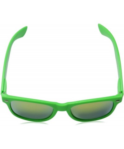 Retro Bright Horn Rimmed Sunglasses with Colorful Mirrored Lenses - UV400 (Green) - CT11LRXBJG5 $6.42 Wayfarer