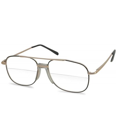 Original Metal Crossbar Aviator Style Bifocal Optical Reading Glasses Rx Strengths +1.00 - +3.00 - Gold Black - C01959YIXIN $...