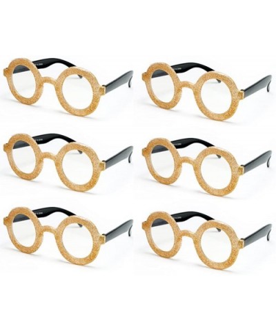 Newbee Fashion Round Costume Glitter Party Halloween Glasses - 6 Pack Gold - CS11PKPQSNF $31.44 Round