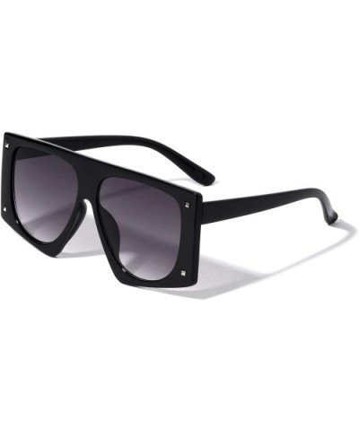 Geometric Oversized Flat Top Pyramid Stud Sunglasses - Smoke - CZ1993XZAAU $8.15 Oversized