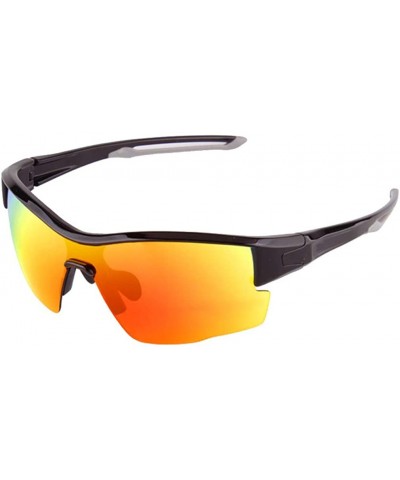 Polarized Sunglasses Motorcycle Baseball - Blackgray&red Lens - CQ18R0ZMA0R $9.89 Sport