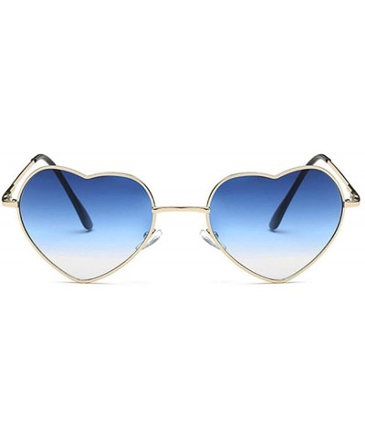 Heart Sunglasses Thin Metal Frame Hippie Lovely Aviator Style Eyewear - Gold Frame/Blue - C918OTNG4G4 $7.39 Aviator