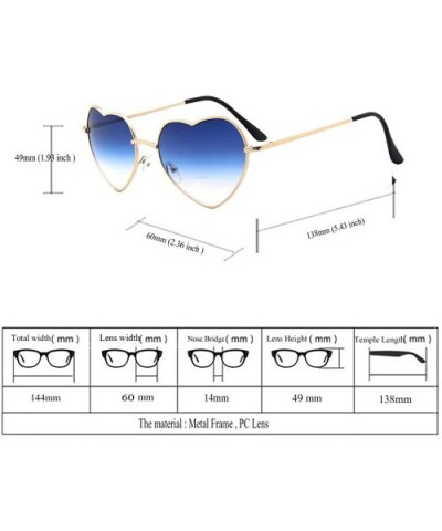 Heart Sunglasses Thin Metal Frame Hippie Lovely Aviator Style Eyewear - Gold Frame/Blue - C918OTNG4G4 $7.39 Aviator