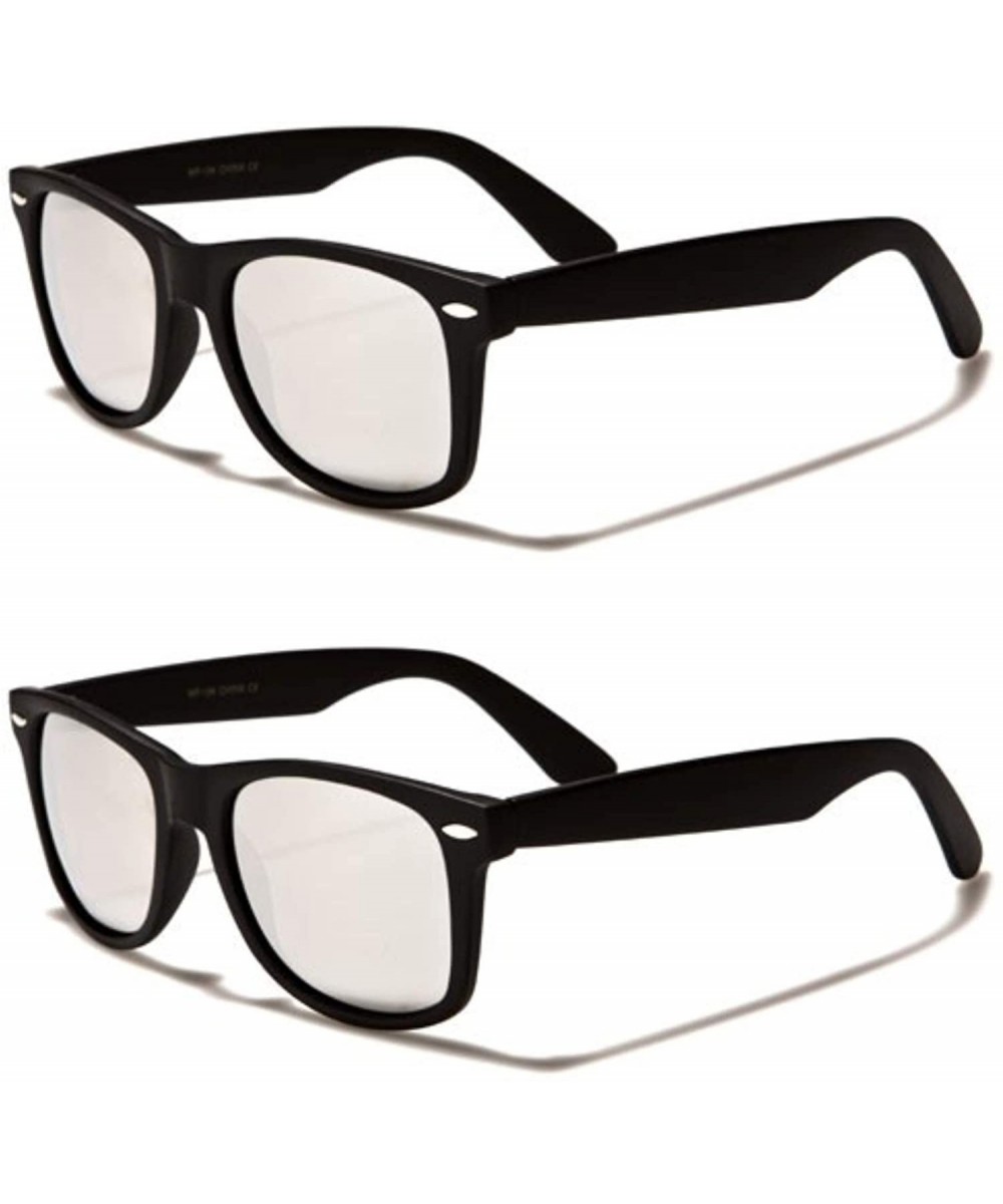 Unisex 80's Retro Classic Trendy Stylish Sunglasses for Men Women - Stm - Mirror Lens Black - 2pack - C6195GIOQLM $5.83 Wayfarer