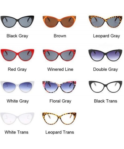 Small Classic Women Sunglasses Vintage Luxury Plastic Cat Eye Sun Glasses UV400 Fashion - Double Gray - C41985CCWS3 $17.82 Ca...