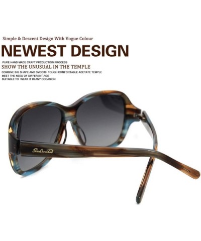 Women Classic Design Acetate UV Protection Sunglasses - Brown / Blue Stripe - CG17Y0LO3D0 $17.27 Butterfly