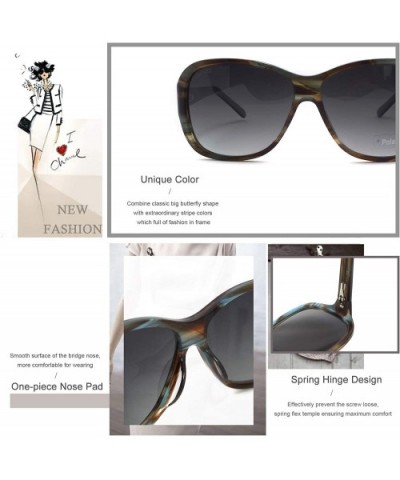 Women Classic Design Acetate UV Protection Sunglasses - Brown / Blue Stripe - CG17Y0LO3D0 $17.27 Butterfly