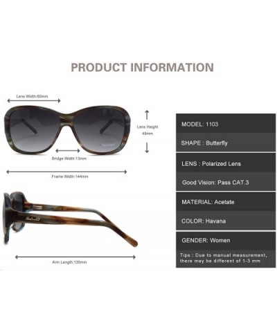 Women Classic Design Acetate UV Protection Sunglasses - Brown / Blue Stripe - CG17Y0LO3D0 $17.27 Butterfly