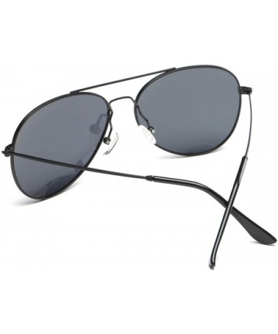 Polarized Aviator Sunglasses for Men Uv Protection- Round Sunglasses- Oversized Sunglasses - Round Black2 - CJ18DYTZ0HC $18.9...
