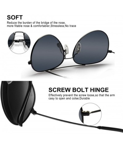 Polarized Aviator Sunglasses for Men Uv Protection- Round Sunglasses- Oversized Sunglasses - Round Black2 - CJ18DYTZ0HC $18.9...