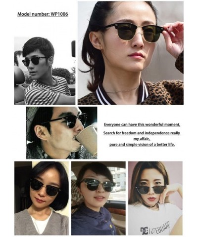 Sunglasses for Men Women - Retro Semi Rimless Polarized Sun Glasses WP1006 - Black Silver - CM18CG7EHXE $7.46 Rimless