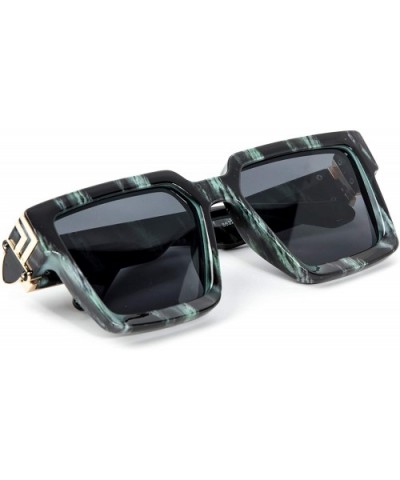 Men's Women's Square Large Frame Green Hip Hop Shades Hendrix Sunglasses - CF199ZTIOOO $24.04 Square