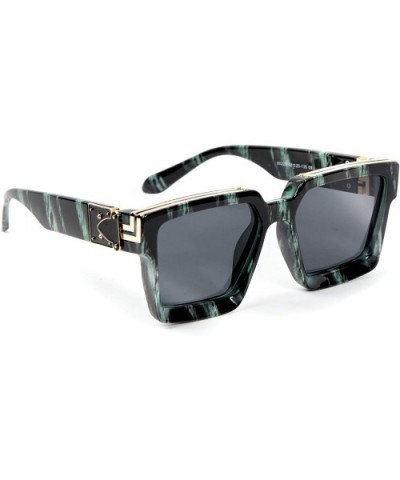 Men's Women's Square Large Frame Green Hip Hop Shades Hendrix Sunglasses - CF199ZTIOOO $24.04 Square