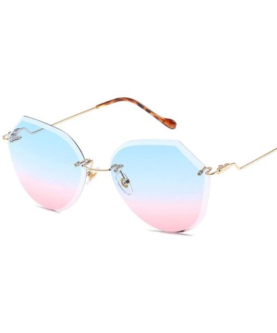 Polygonal Rimless Sunglasses Gradually Changed Into Marine Lenses Sunglasses Individual Sunglasses - CC18TNT3CGR $6.69 Goggle
