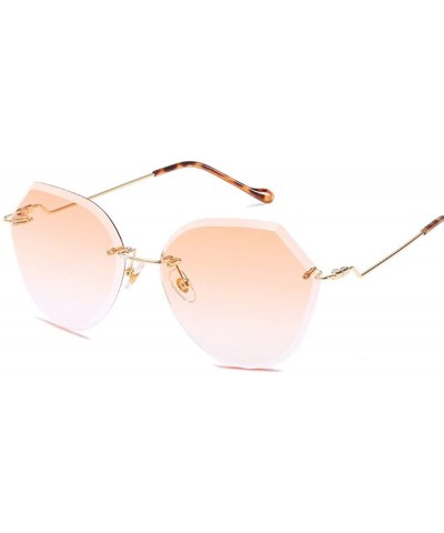 Polygonal Rimless Sunglasses Gradually Changed Into Marine Lenses Sunglasses Individual Sunglasses - CC18TNT3CGR $6.69 Goggle