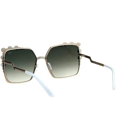 Womens Rhinestone Sparkling Rectangular Butterfly Metal Rim Sunglasses - Gold Green Smoke - CM18I4E5L32 $9.23 Rectangular