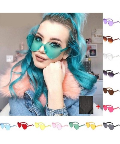 Heart Shaped Rimless Sunglasses One Pieces Transparent Candy Color Frameless Glasses Love Eyewear - J - CR1905ML6R9 $15.14 Ri...