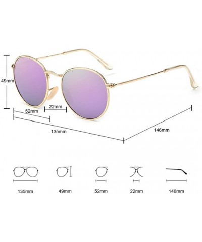 Small Unisex Classic Vintage Round Mirror Lens Polarized Sunglasses LK1702 3447 - Gold/Purple - CR12ODW34AB $7.42 Aviator